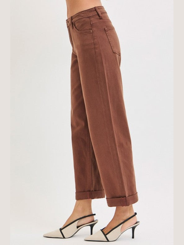 THE BROOKE MID RISE TUMMY CONTROL DENIM - cocoa