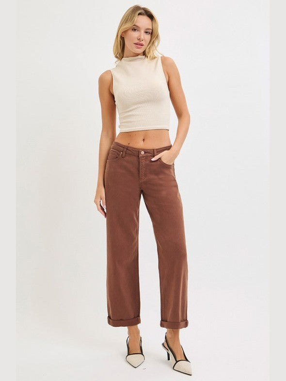 THE BROOKE MID RISE TUMMY CONTROL DENIM - cocoa