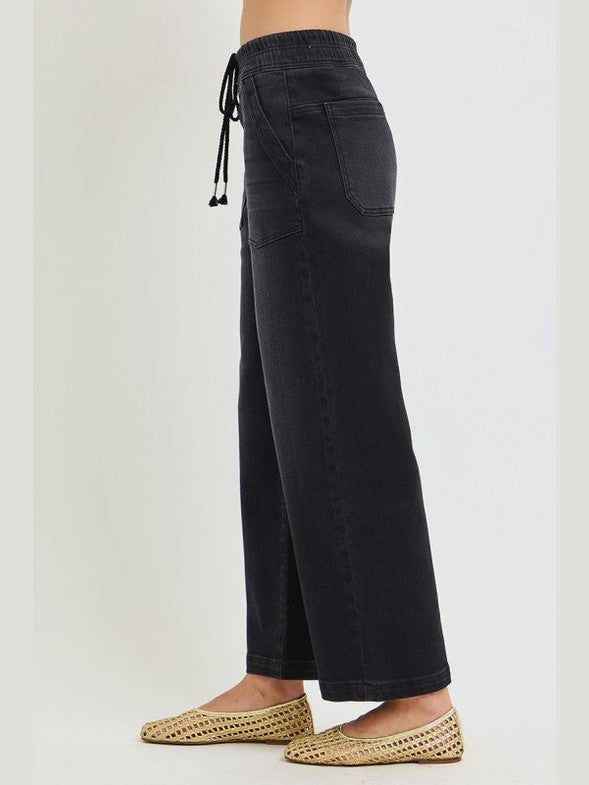 THE ERIKA SLOUCHY ELASTIC WAIST DENIM - black