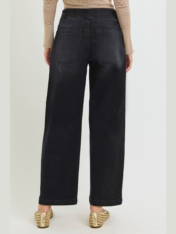 THE ERIKA SLOUCHY ELASTIC WAIST DENIM - black