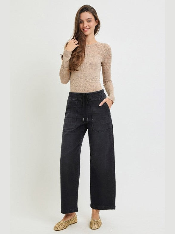 THE ERIKA SLOUCHY ELASTIC WAIST DENIM - black