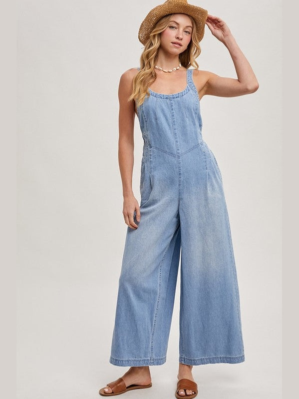 THE KACEY WIDE LEG DENIM JUMPSUIT