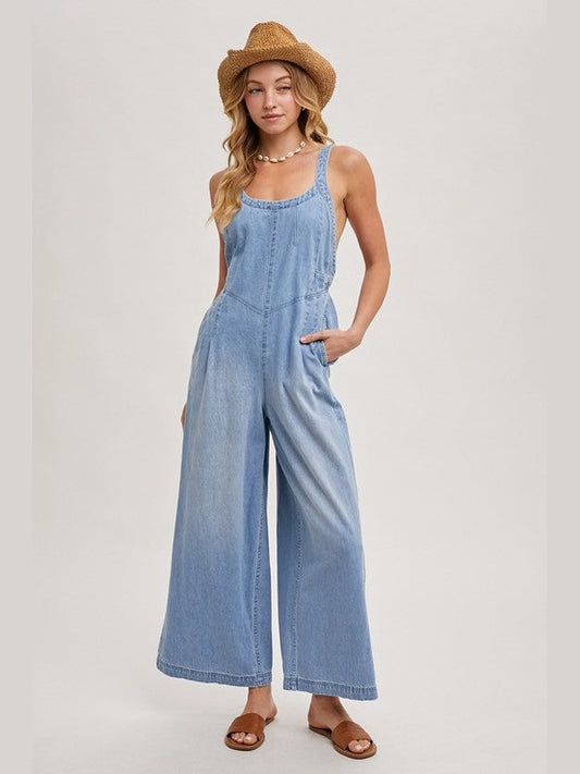 THE KACEY WIDE LEG DENIM JUMPSUIT