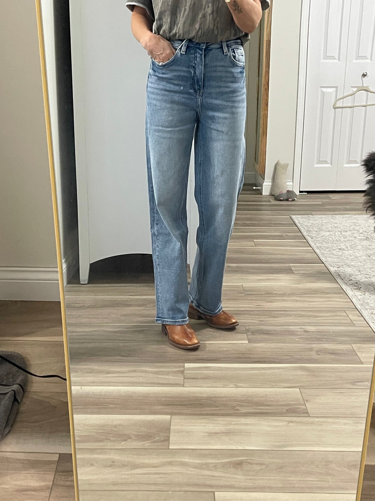 THE MILEY HI RISE SLIM WIDE LEG DENIM REG & PLUS