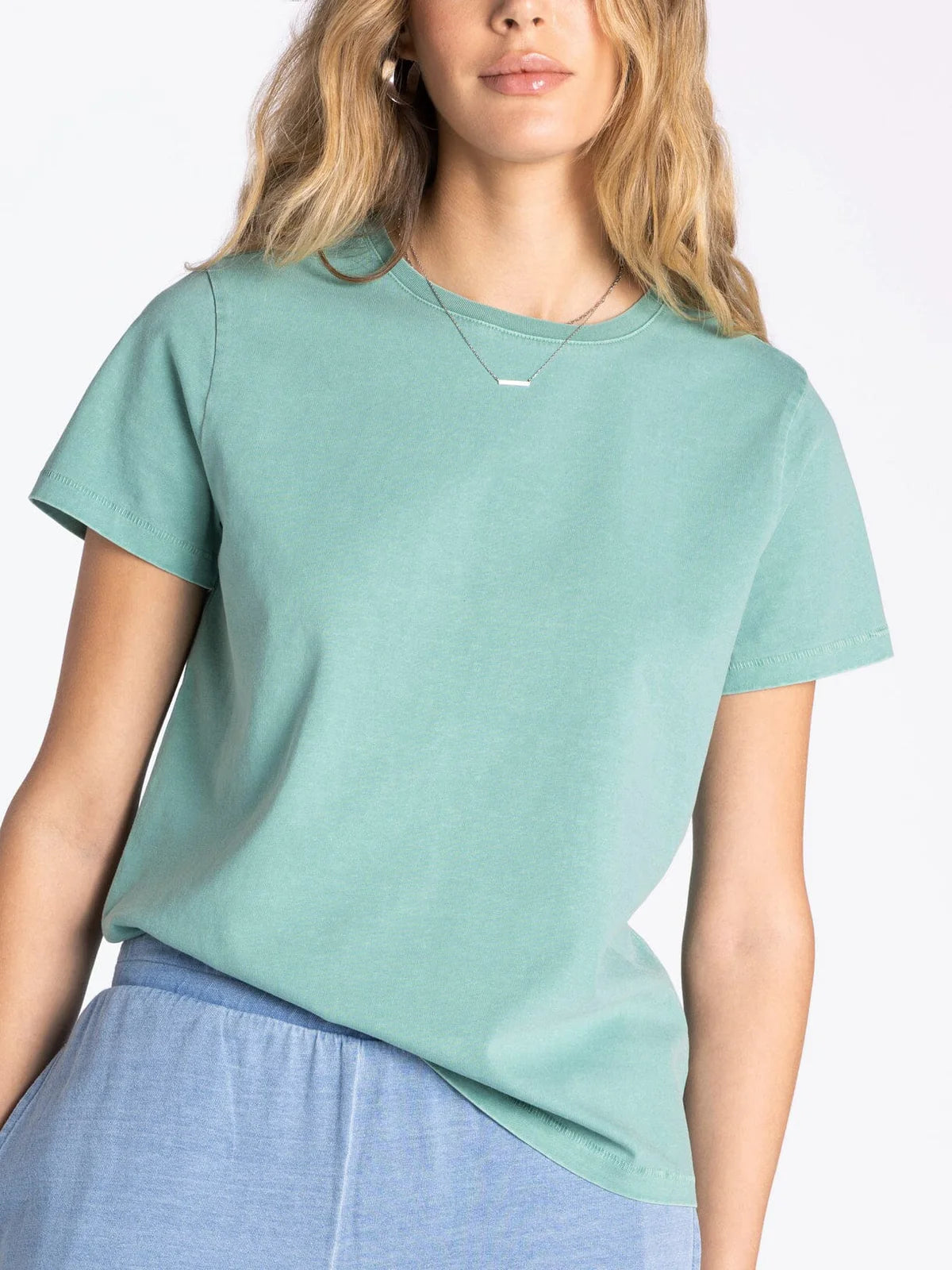 THE ASHER MINERAL WASH PERFECT TEE - seagrass