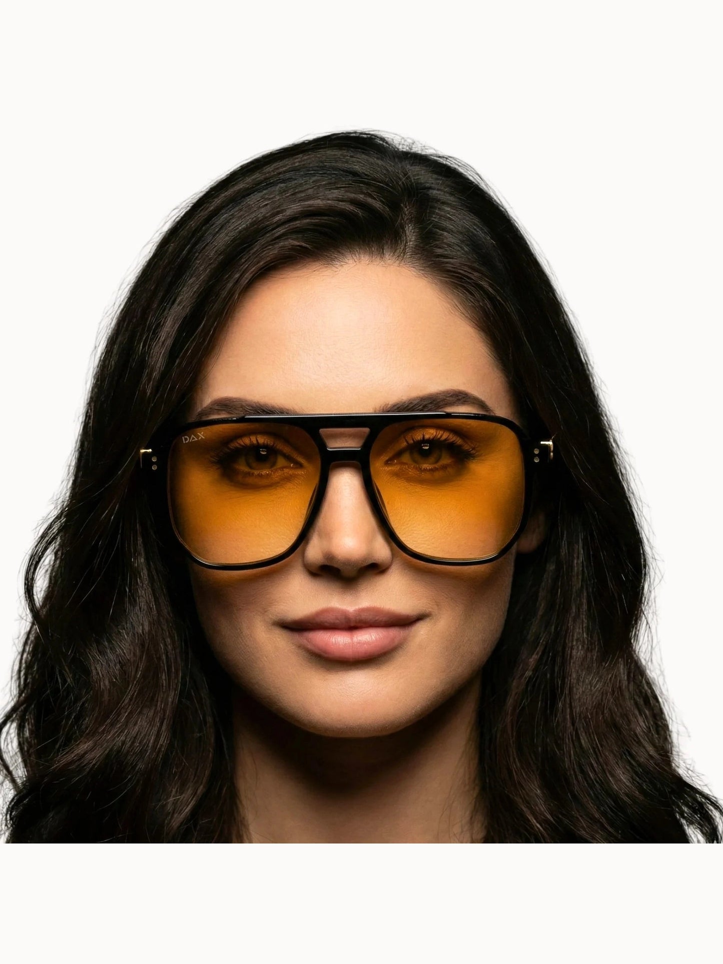 DAX SKYE YELLOW LENS OVERSIZED AVIATOR SUNNIES- amber
