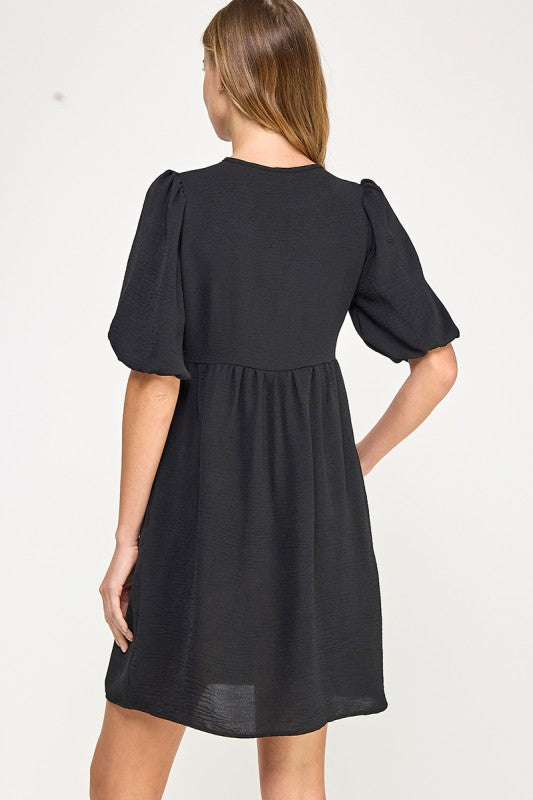 THE LOGAN TIE FRONT BLACK DRESS