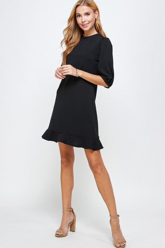THE MARY PUFF SLEEVE BLACK DRESS