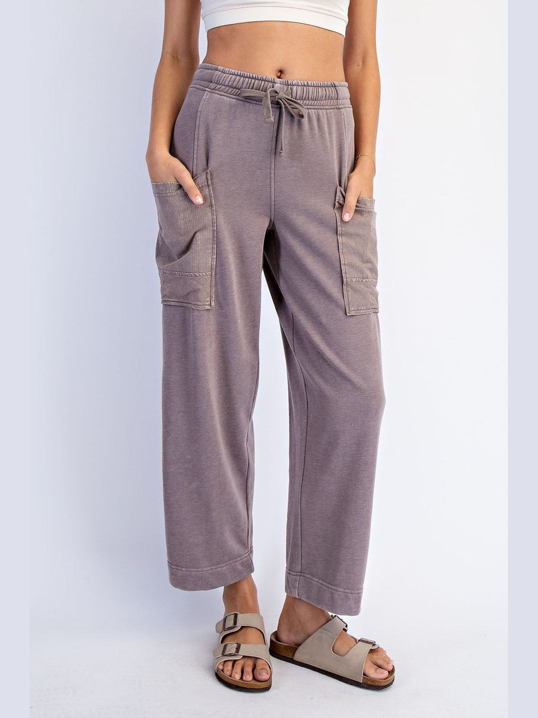 THE JACKIE MINERAL WASH CROPPED CARGO PANT - 3 colors