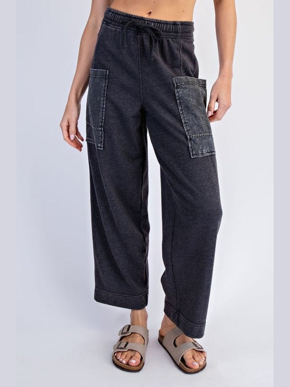 THE JACKIE MINERAL WASH CROPPED CARGO PANT - 3 colors