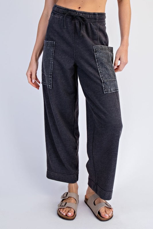 THE JACKIE MINERAL WASH CROPPED CARGO PANT - 3 colors