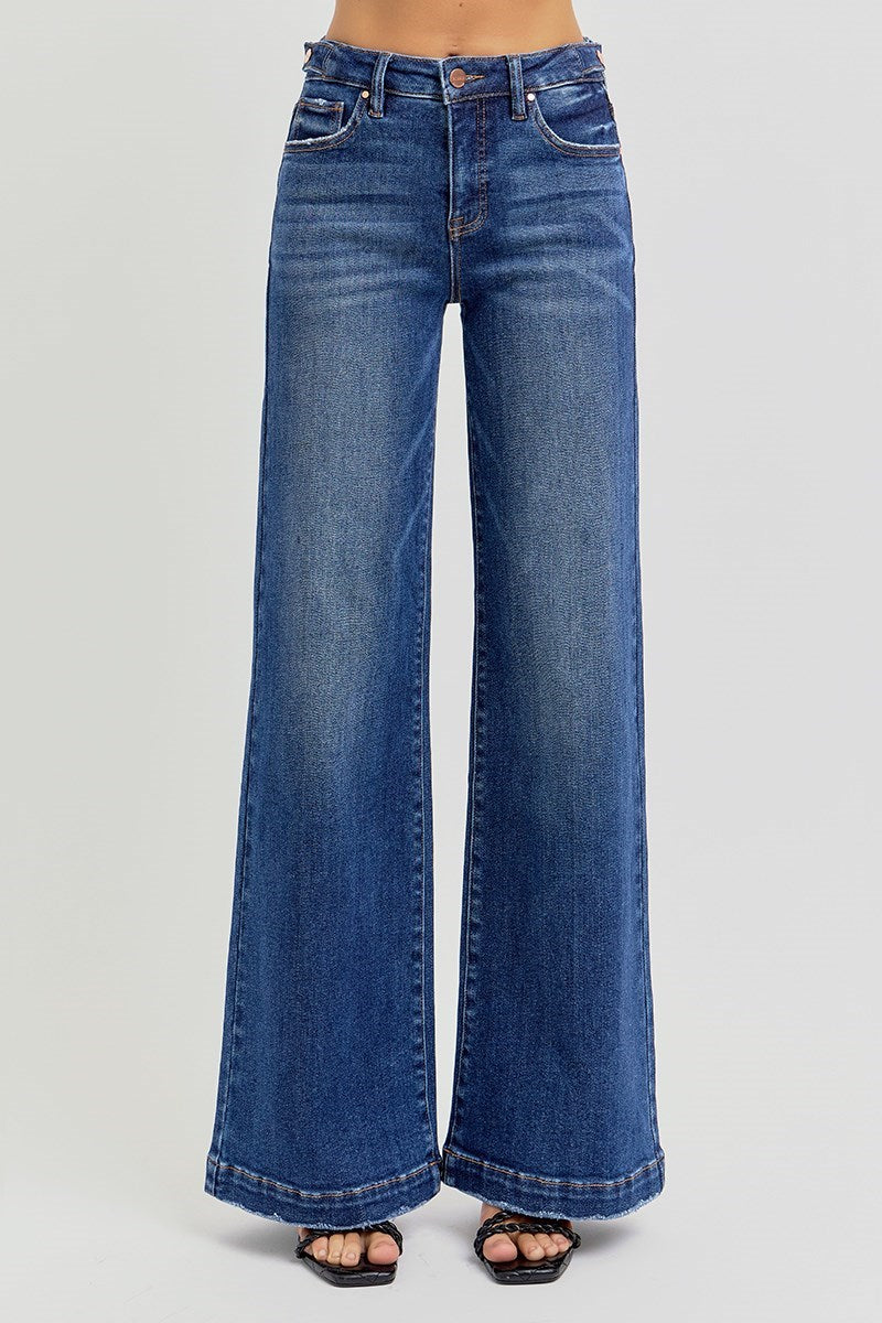 THE LAINEY HI RISE TUMMY CONTROL LONG DARK DENIM JEANS