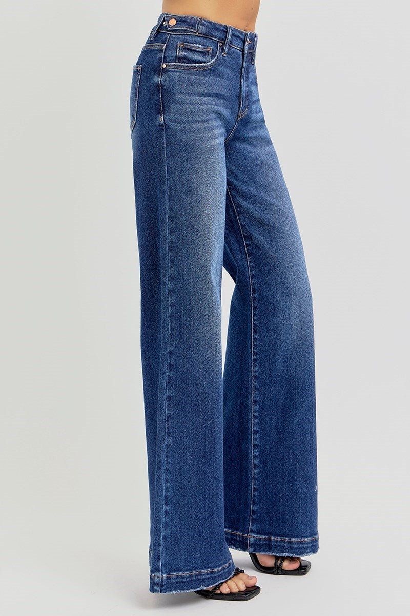 THE LAINEY HI RISE TUMMY CONTROL LONG DARK DENIM JEANS