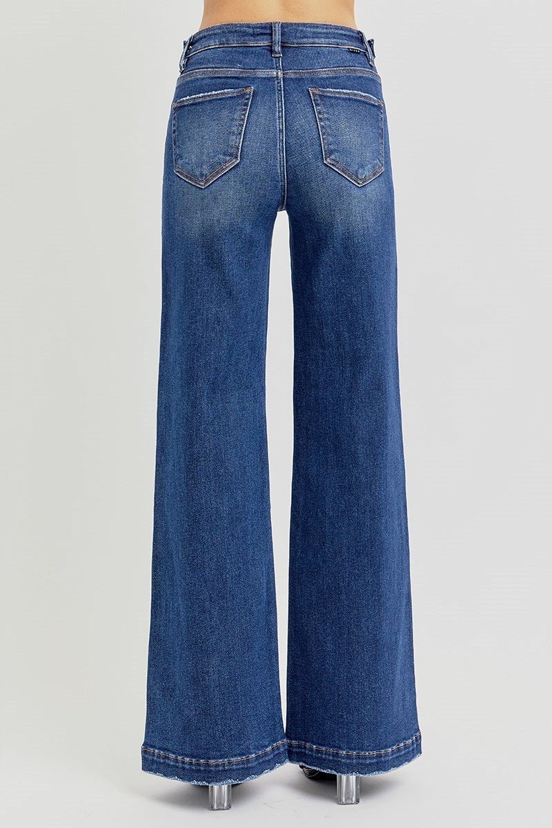 THE LAINEY HI RISE TUMMY CONTROL LONG DARK DENIM JEANS