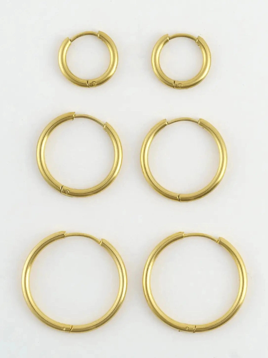 CLASSIC HOOP EARRING TRIO - gold plated