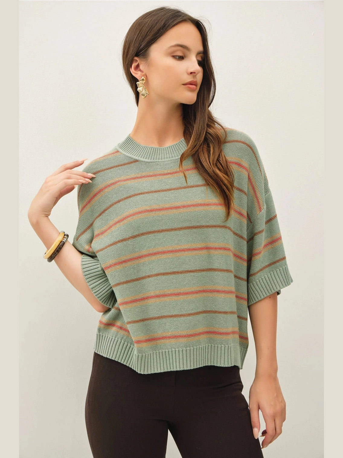 THE NOVA OVERSIZED STRIPED SWEATER - sage
