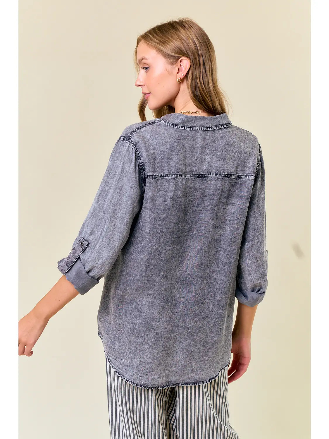 THE OLIVIA CHAMBARY DENIM SHIRTS - black denim