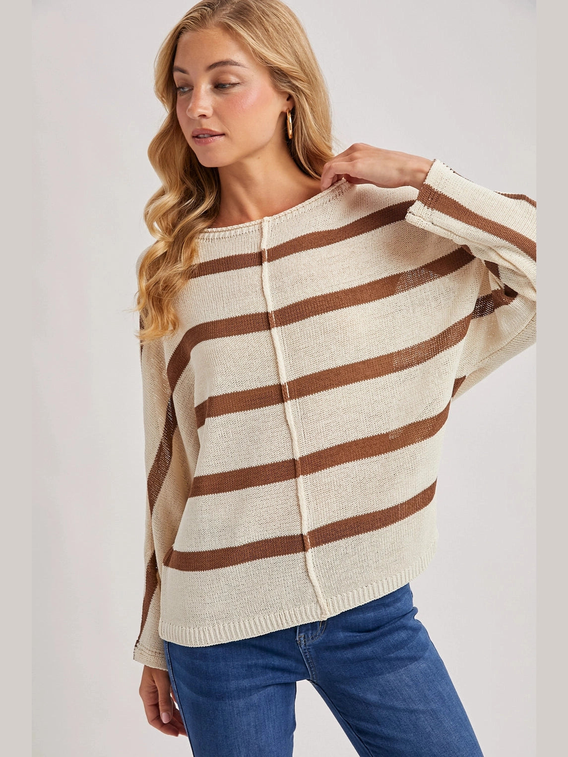 THE BENTLEY SHEER OVERSIZED KNIT DOLMAN -cocoa