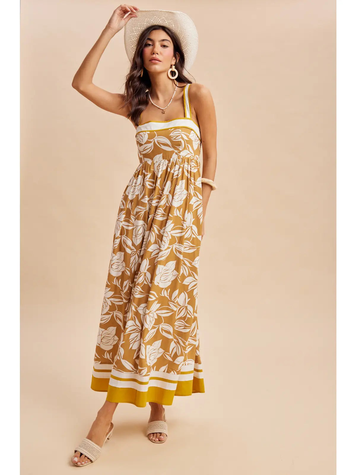 THE SADIE FLORAL MAXI DRESS - mustard