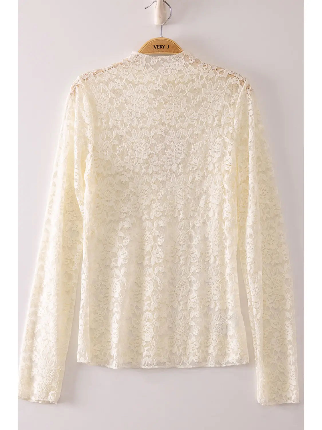 THE MEL MESH LACE KNIT TOP - ivory
