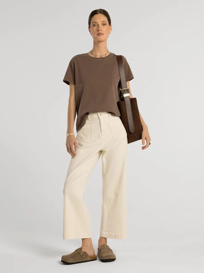 THE ASHER MINERAL WASH PERFECT TEE - deep mahogany