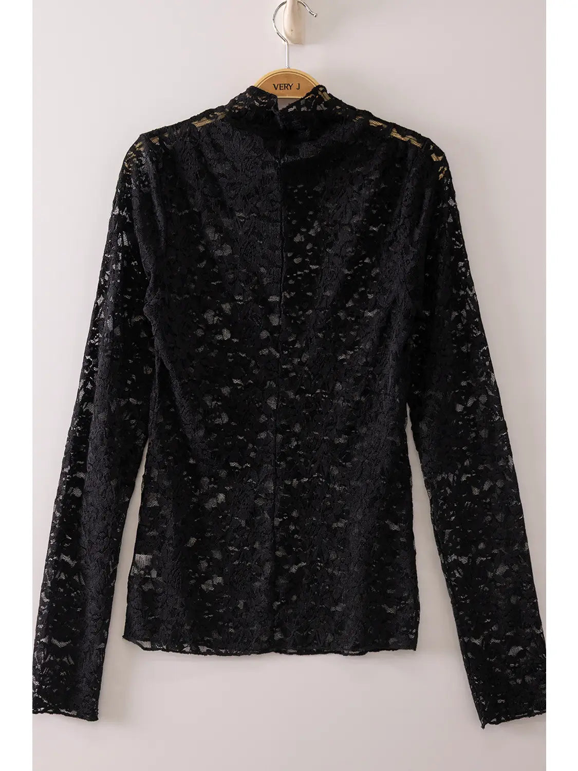 THE MEL MESH LACE KNIT TOP - black