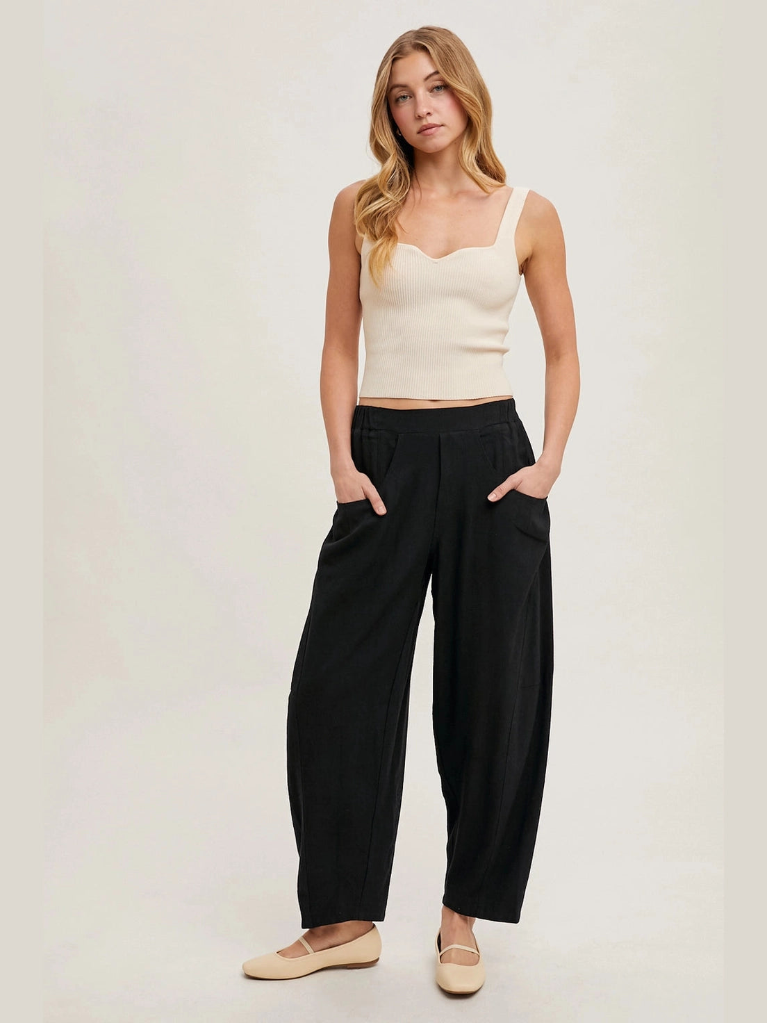 THE KANDIE RELAXED BARREL PANTS - black