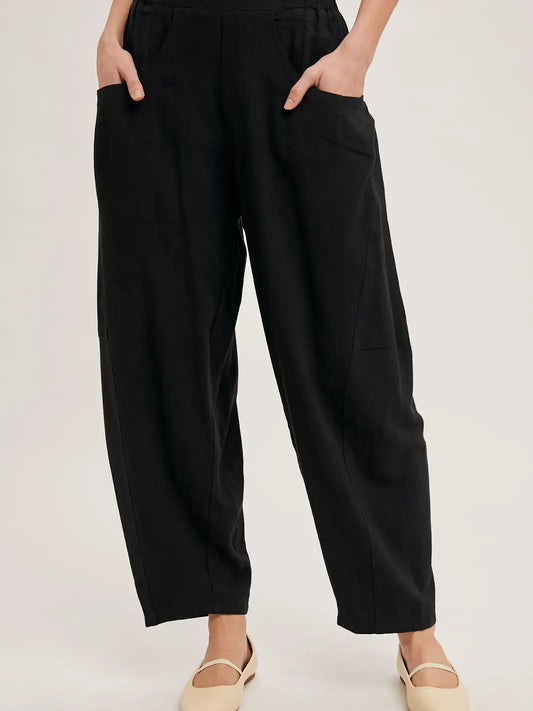 THE KANDIE RELAXED BARREL PANTS - black