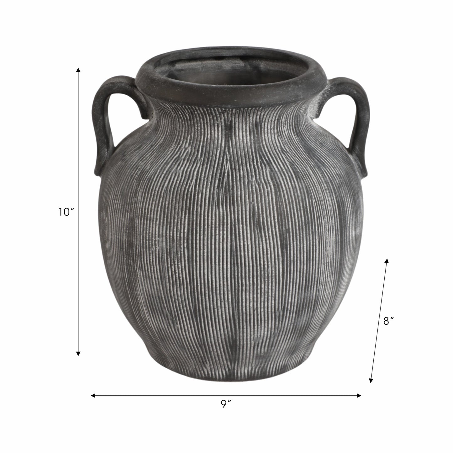 CERAMIC RIBBED TEXTURED HANDLE VASE