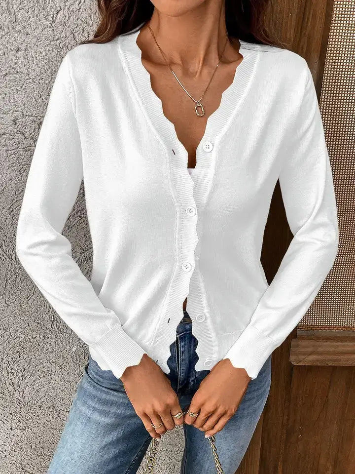 THE MARY SCALLOPED EDGE CARDIGANS - 3 colors