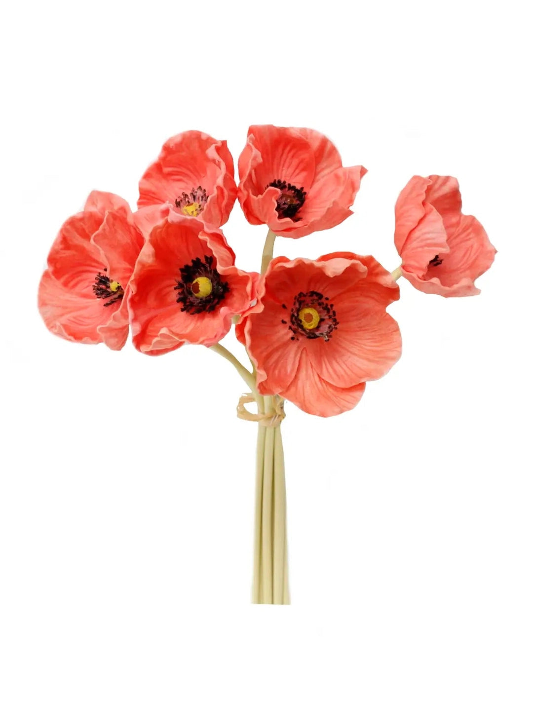 11" REAL TOUCH POPPY - 6 STEM BUNDLE - various candle