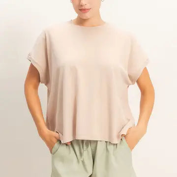THE NICOLE CAP SLEEVE KNIT TEE - taupe