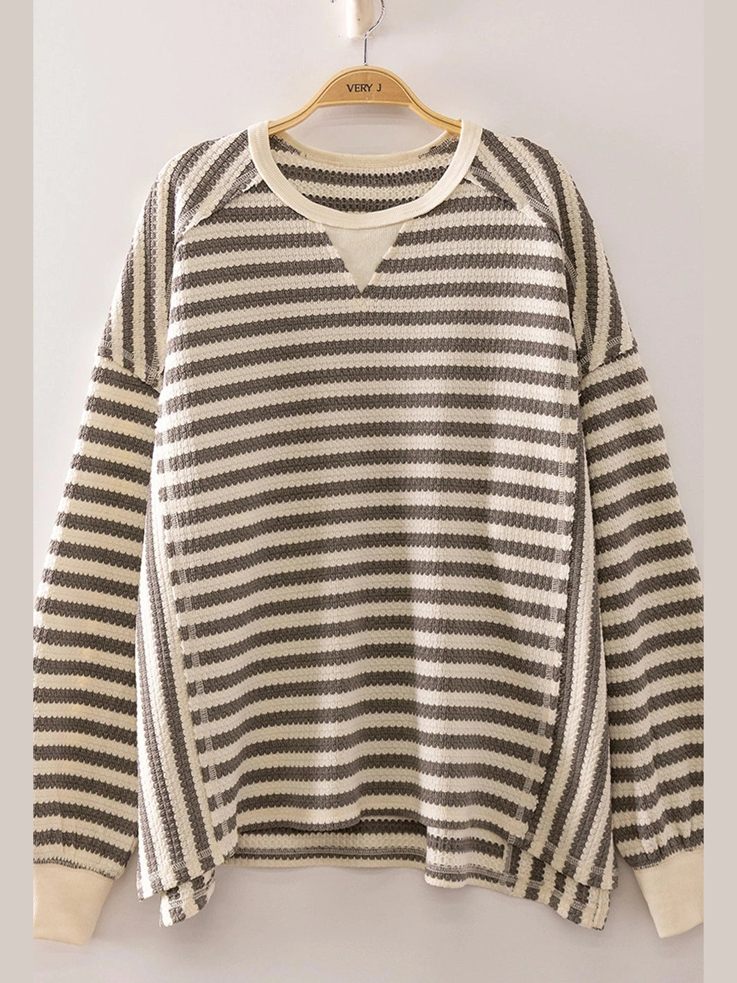 THE JO STRIPED WAFFFLE TOP