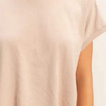 THE NICOLE CAP SLEEVE KNIT TEE - taupe