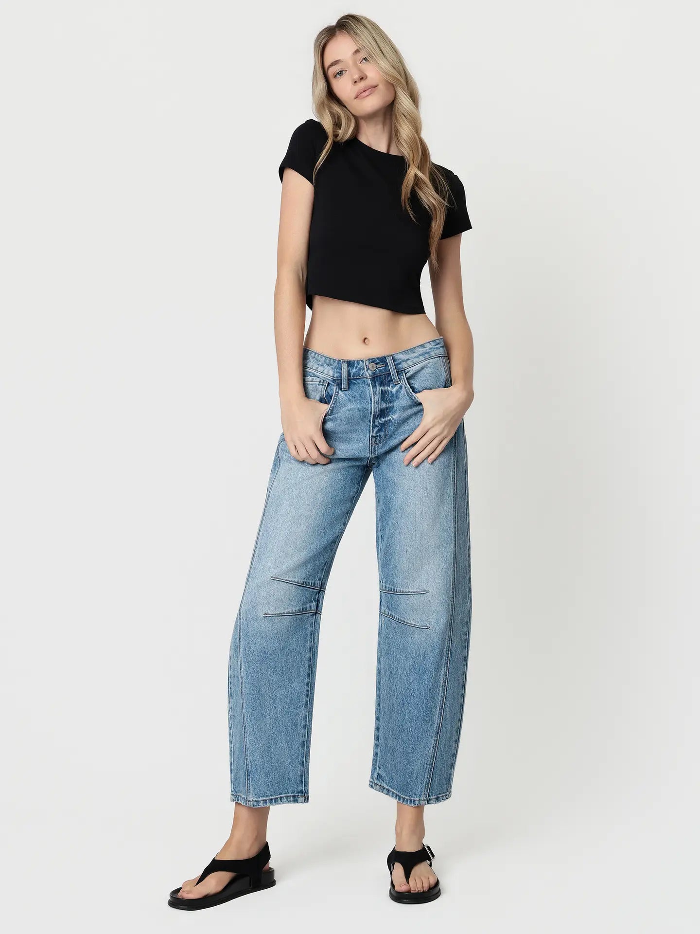 THE DEANNA HI RISE BARREL DENIM - lt wash