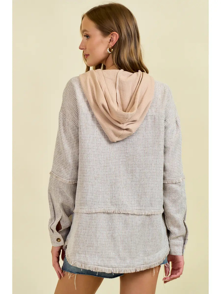 THE AVERY FRAYED DROP SHOULDER TOP - sand