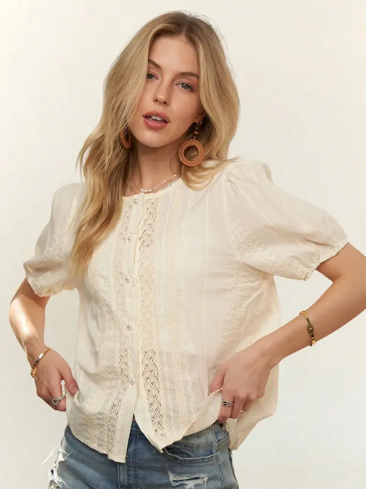 THE FAITH BOHO PHEASANT TOP - cream