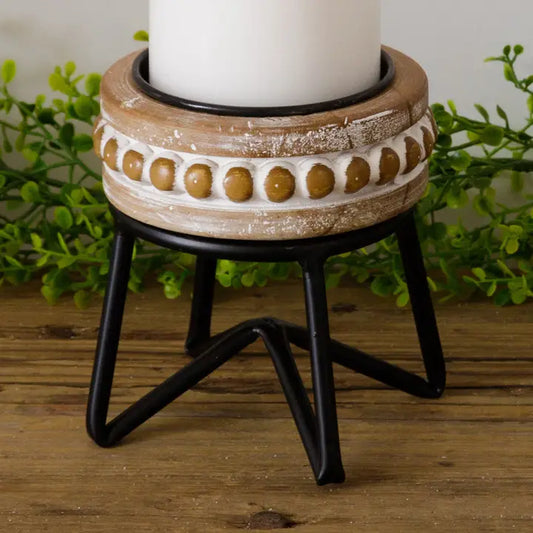 BEADED PILLAR CANDLE HOLDER - small