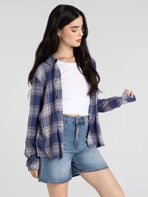THE DAPHNE PLAID SHIRT - lt indigo blue