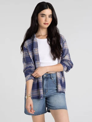 THE DAPHNE PLAID SHIRT - lt indigo blue