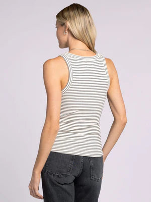 THE EDLIN TANK - white/black stripe