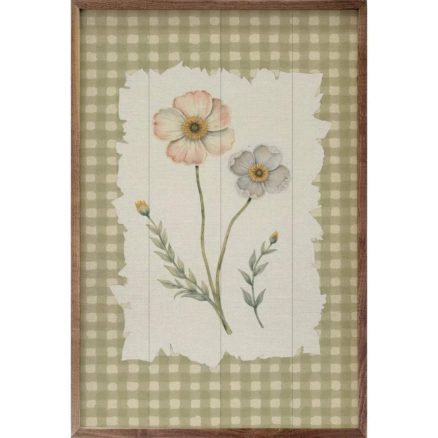 GINGHAM FLOWER PRINT PORTRAIT PICTURE