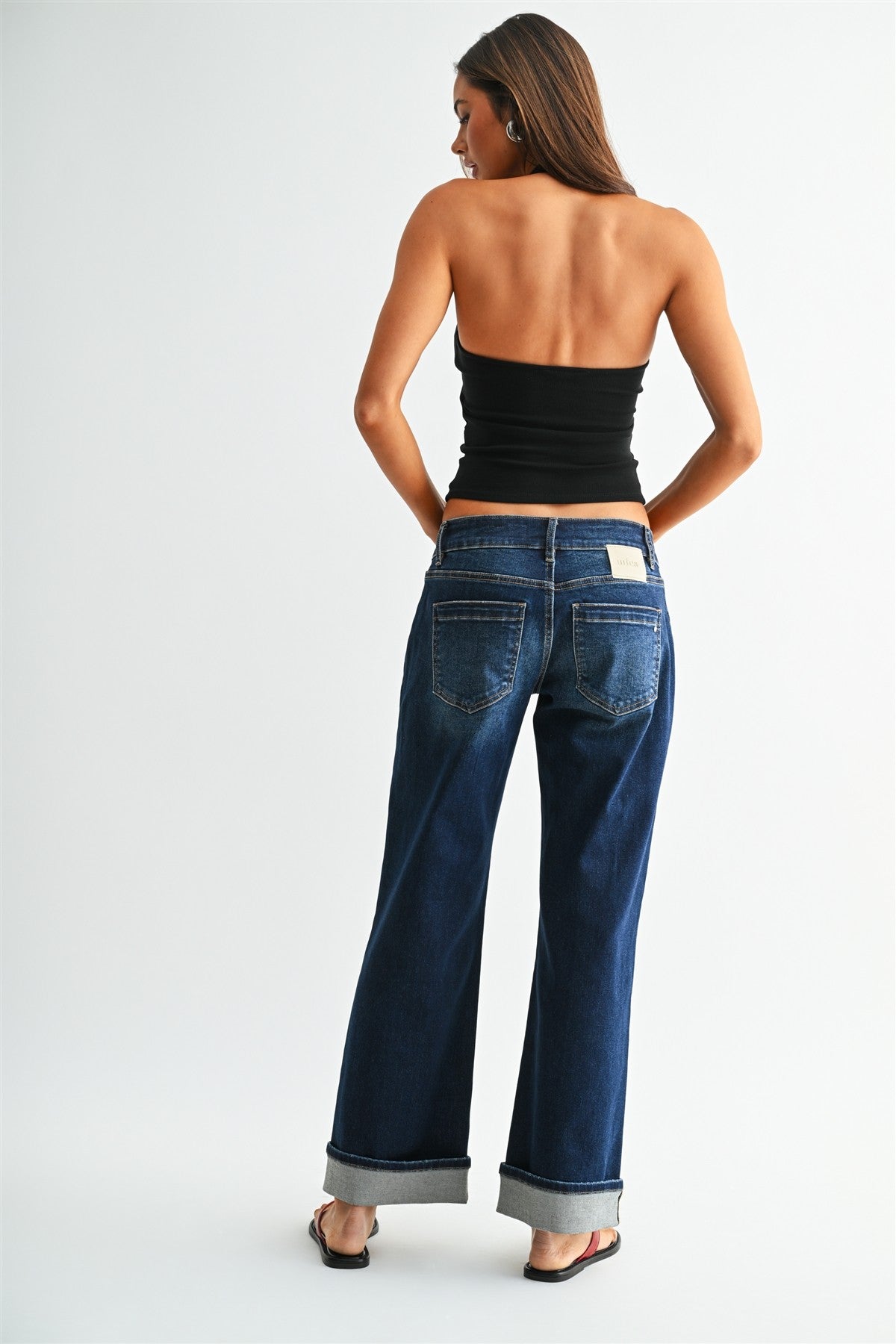 THE JAYLYNN LOW RISE WIDE DARK DENIM JEANS