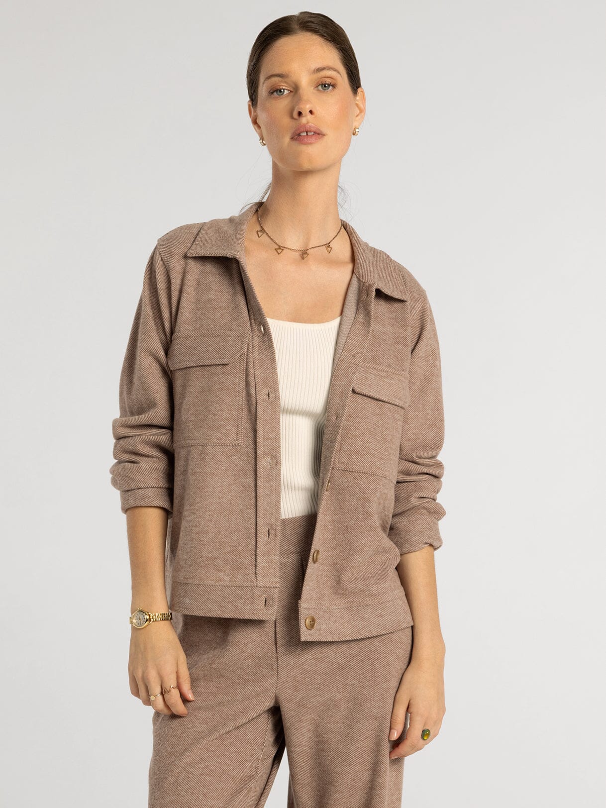 THE FAYE JACKET TOP - brown