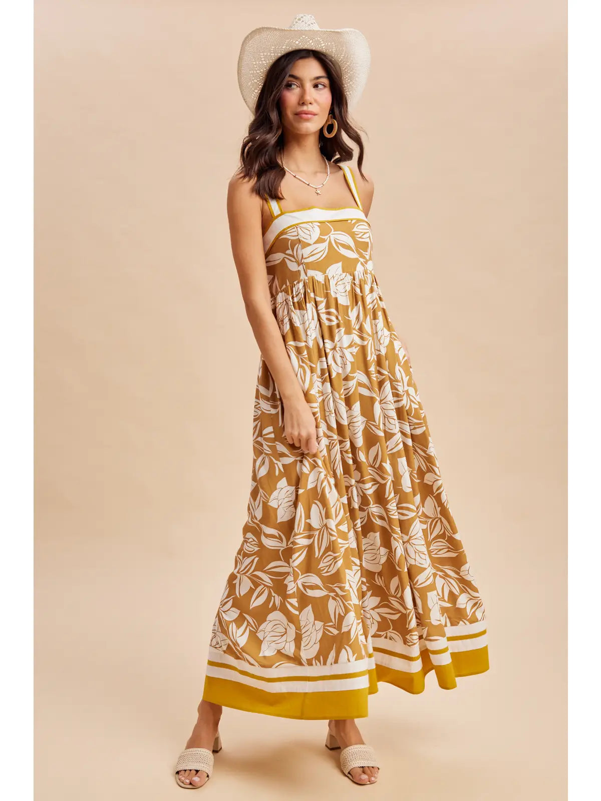 THE SADIE FLORAL MAXI DRESS - mustard