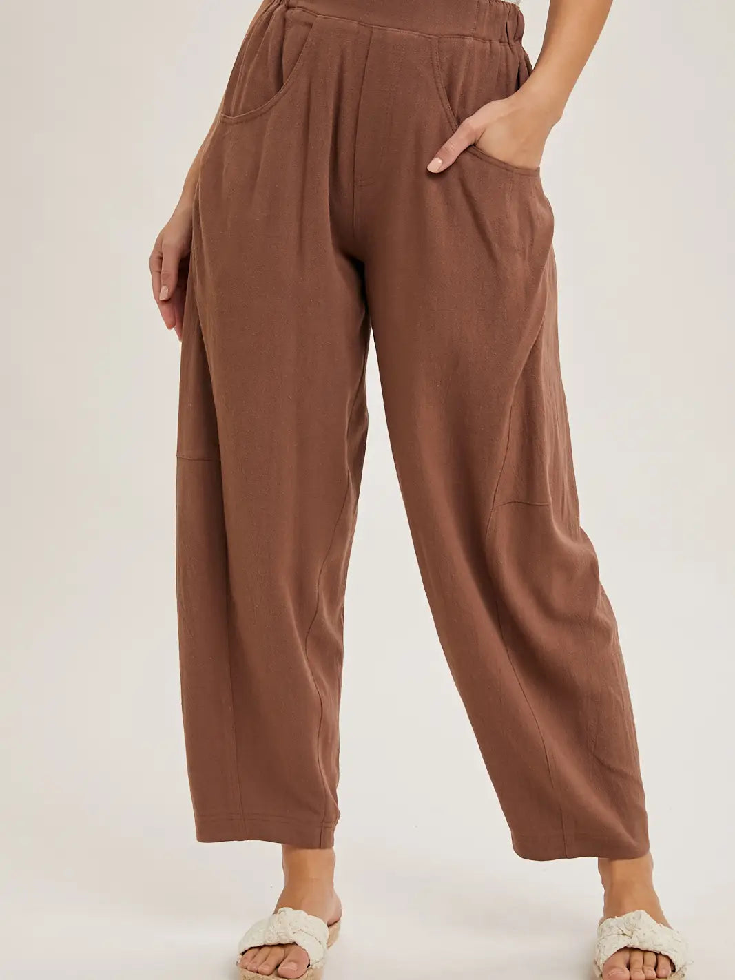 THE KANDIE RELAXED BARREL PANTS - cocoa