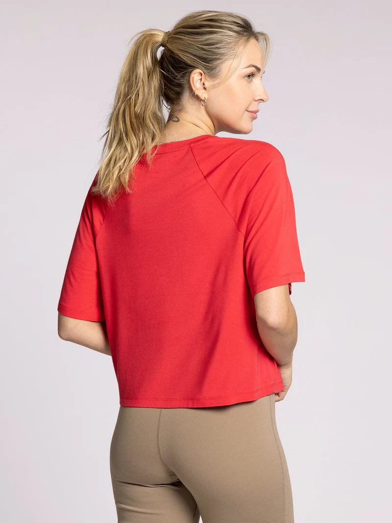 THE HILDA MODAL WAISTLENGTH TEE - ruby red
