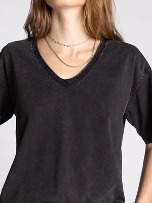THE ISMERIA V NECK TEES  - black