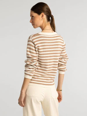 THE LAWSON STRIPED FITTED SWEATER - tan/ivory