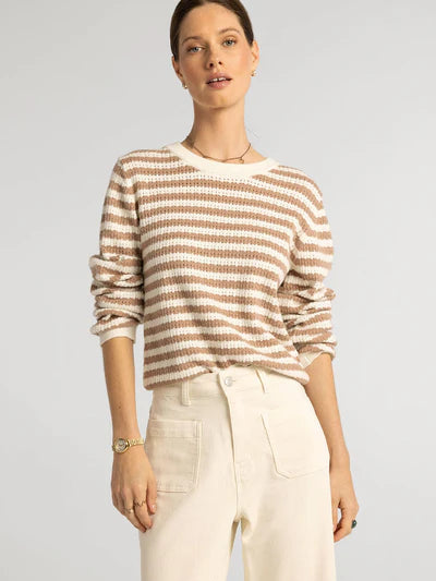 THE LAWSON STRIPED FITTED SWEATER - tan/ivory